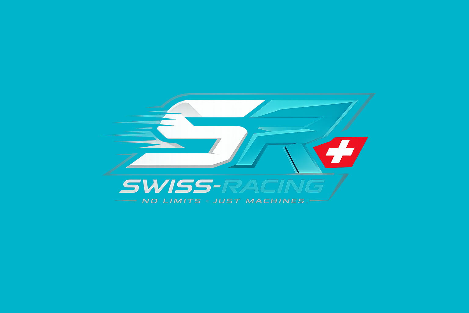 Logo Swiss Racing sur fond cyan